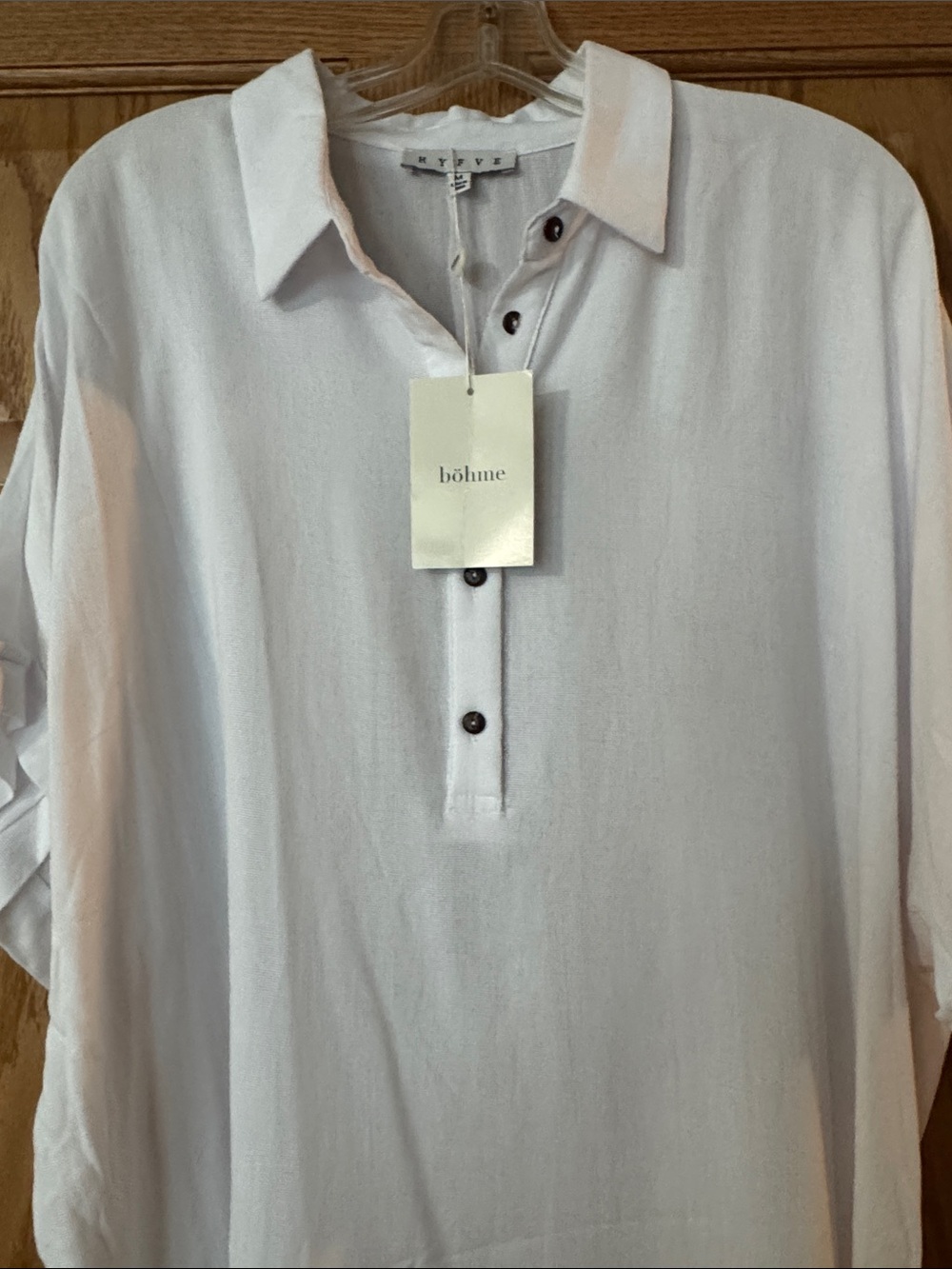 HYFVE White Womens Collared Button Blouse Top Medium NEW